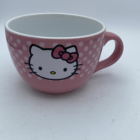 Hello Kitty by Sanrio 24 0z ceramic pink white polka dots coffee hot cocoa mug - Picture 3 of 5